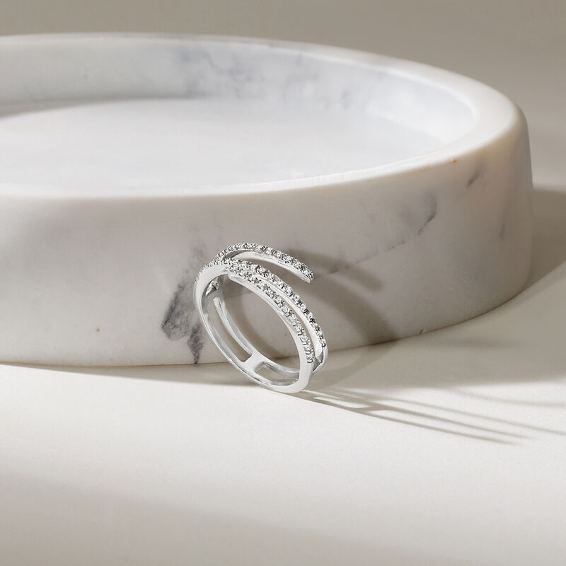 .10 ct. t.w. Diamond Bypass Ring in Sterling Silver. Size 5 image number 3