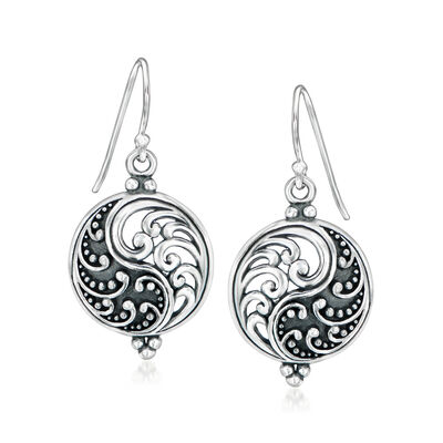 Sterling Silver Filigree Disc Drop Earrings
