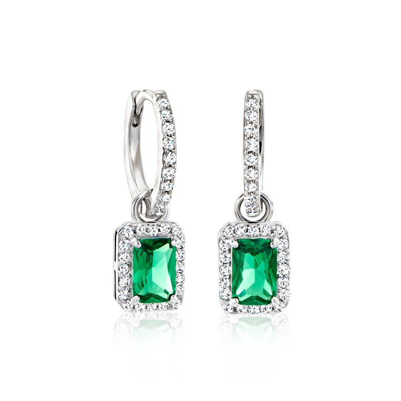 2.80 ct. t.w. Simulated Multi-Gemstone and .60 ct. t.w. CZ Jewelry Set: Huggie Hoop Earrings and Three Pairs of Interchangeable Drops in Sterling Silver  image number 4