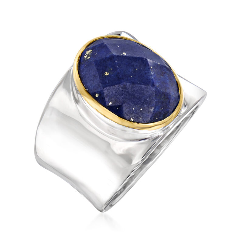 Lapis Ring in Sterling Silver with 14kt Yellow Gold image number 2