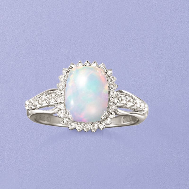 Ethiopian Opal and .35 ct. t.w. White Topaz Ring in Sterling Silver image number 4