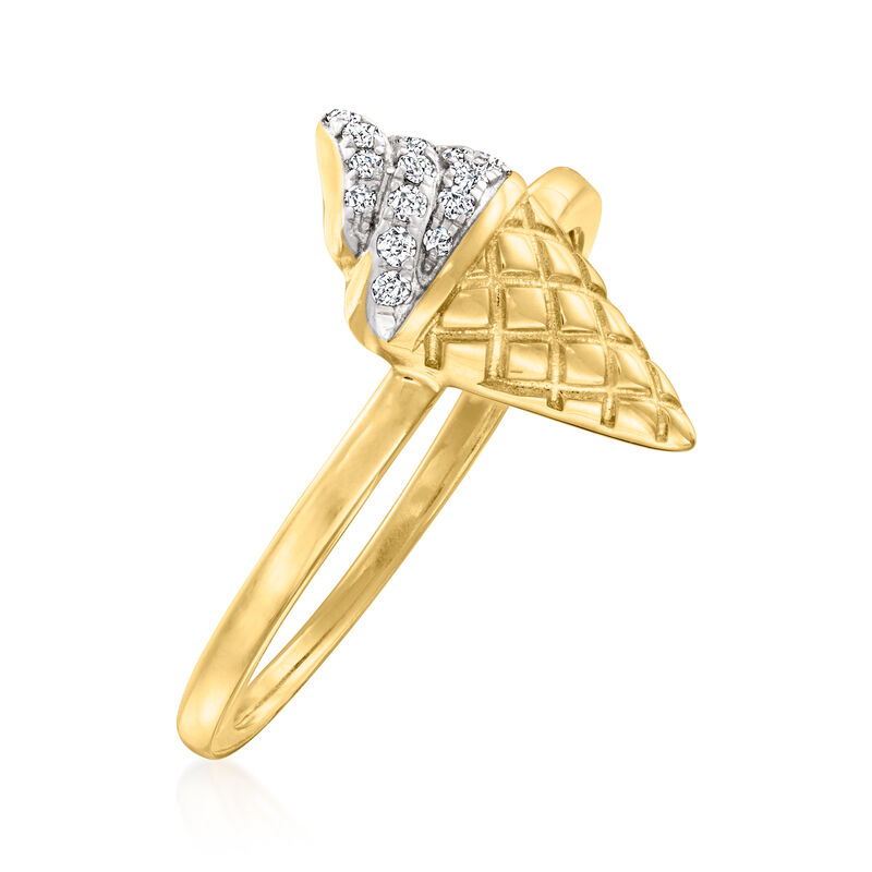 Diamond-Accented Ice Cream Cone Ring in 18kt Gold Over Sterling image number 2