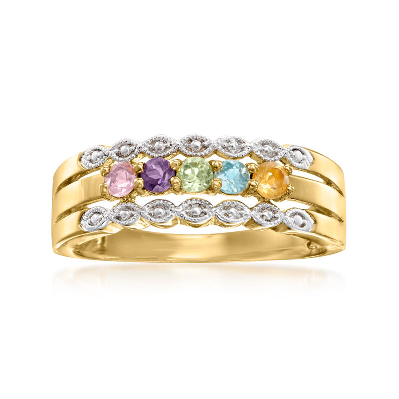 Personalized Ring in 14kt Gold - 3 to 7 Birthstones image number 0