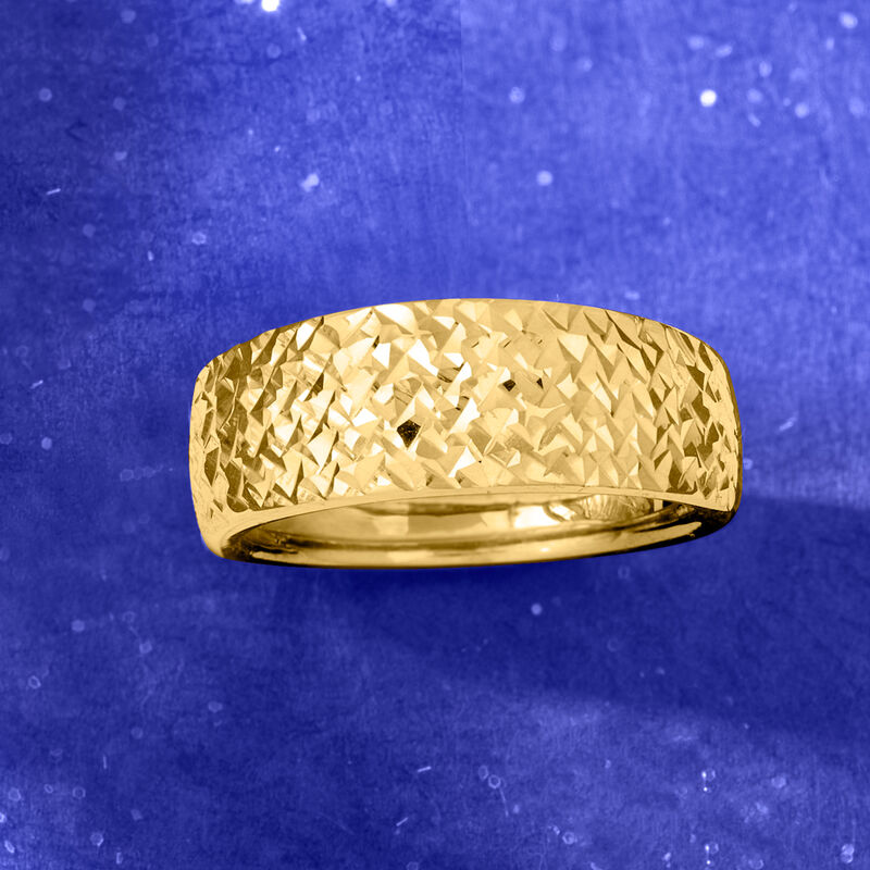 Italian 14kt Yellow Gold Textured and Polished Ring image number 4