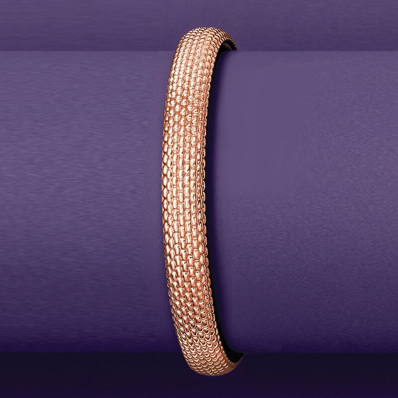 Italian Andiamo 14kt Rose Gold Beaded Bangle Bracelet. 7.5&quot; image number 2