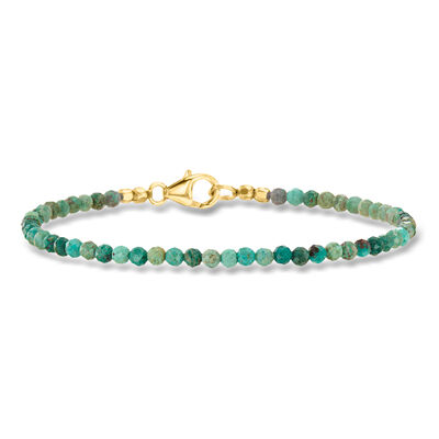 Green Turquoise Bead Bracelet in 18kt Gold Over Sterling