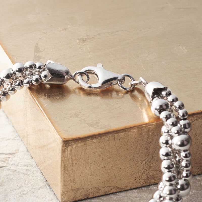 Italian Sterling Silver Twisted Multi-Bead Bracelet image number 3