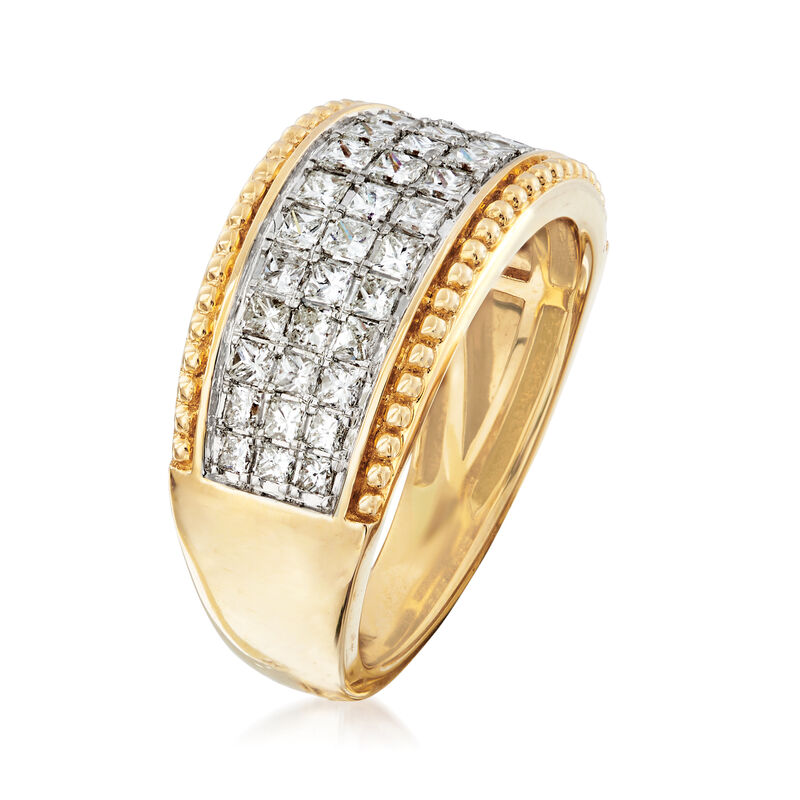 1.00 ct. t.w. Diamond Beaded-Edge Ring in 14kt Yellow Gold image number 2