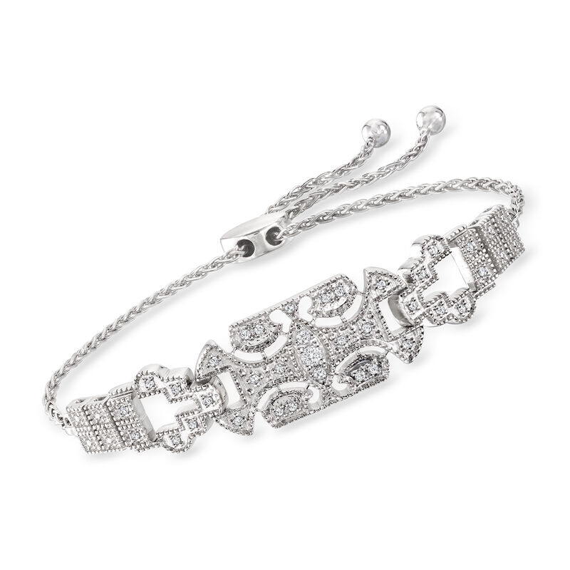 .25 ct. t.w. Diamond Art Deco-Style Bolo Bracelet in Sterling Silver image number 0