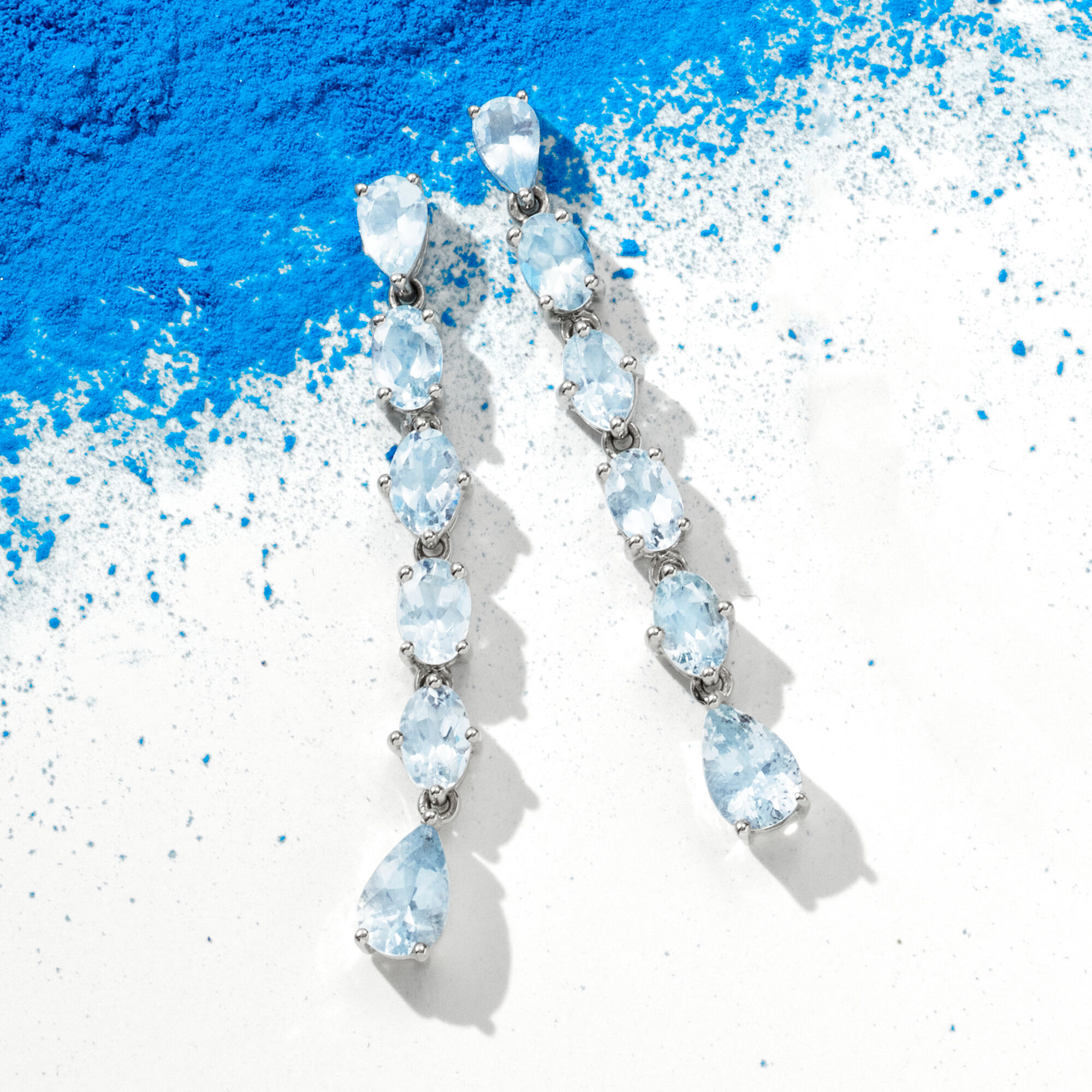 5.30 ct. t.w. Aquamarine Linear Drop Earrings in Sterling Silver