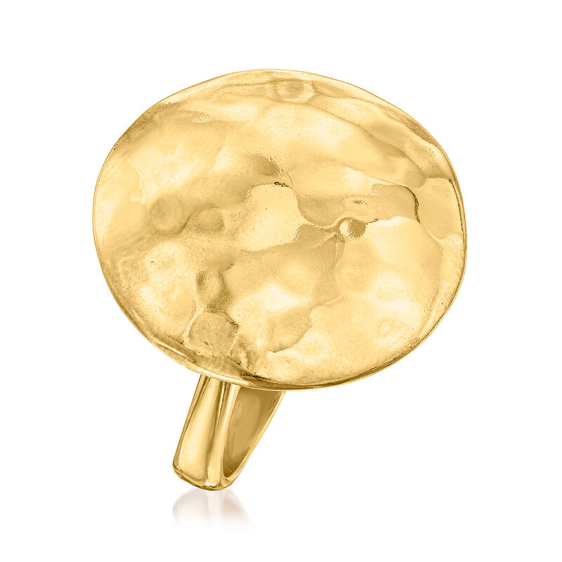 Italian 18kt Gold Over Sterling Hammered Circle Ring image number 2