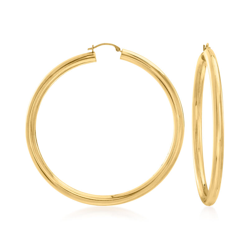 Andiamo 14kt Yellow Gold Over Resin Large Hoop Earrings image number 0