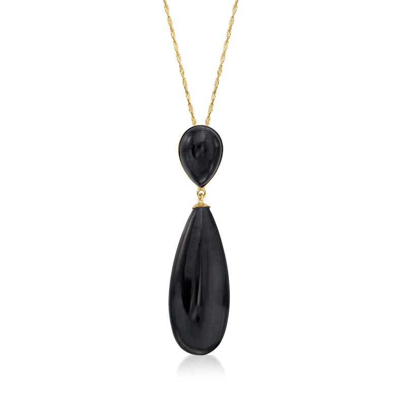Black Jade Pendant Necklace in 14kt Yellow Gold image number 0