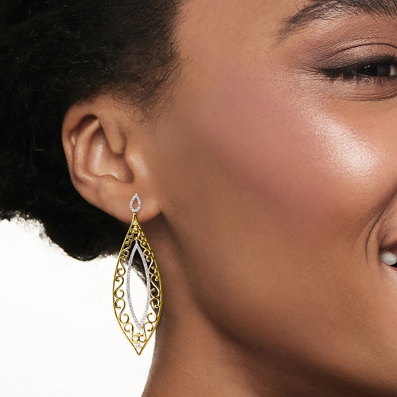 .50 ct. t.w. Diamond Teardrop Earrings in 14kt Two-Tone Gold image number 1