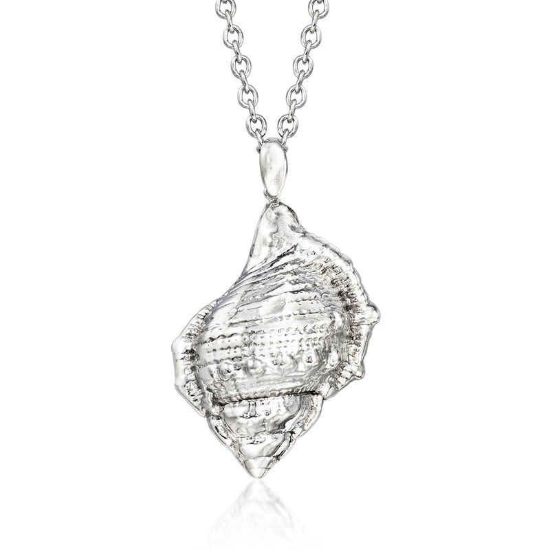 Italian Sterling Silver Seashell Pendant Necklace. 18&quot; image number 0