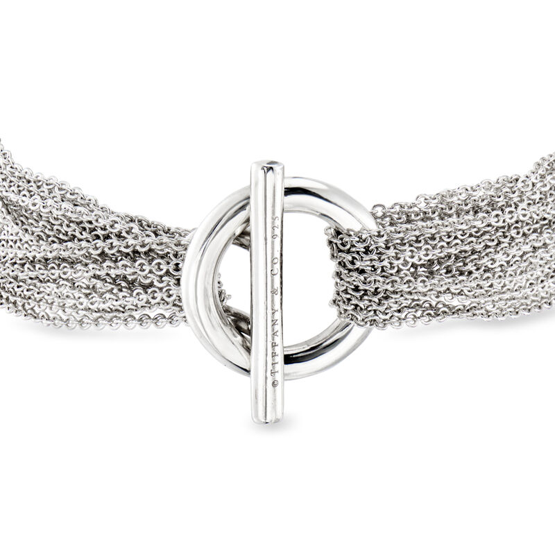 C. 2000 Vintage Tiffany Jewelry Sterling Silver Heart Multi-Chain Bracelet image number 2