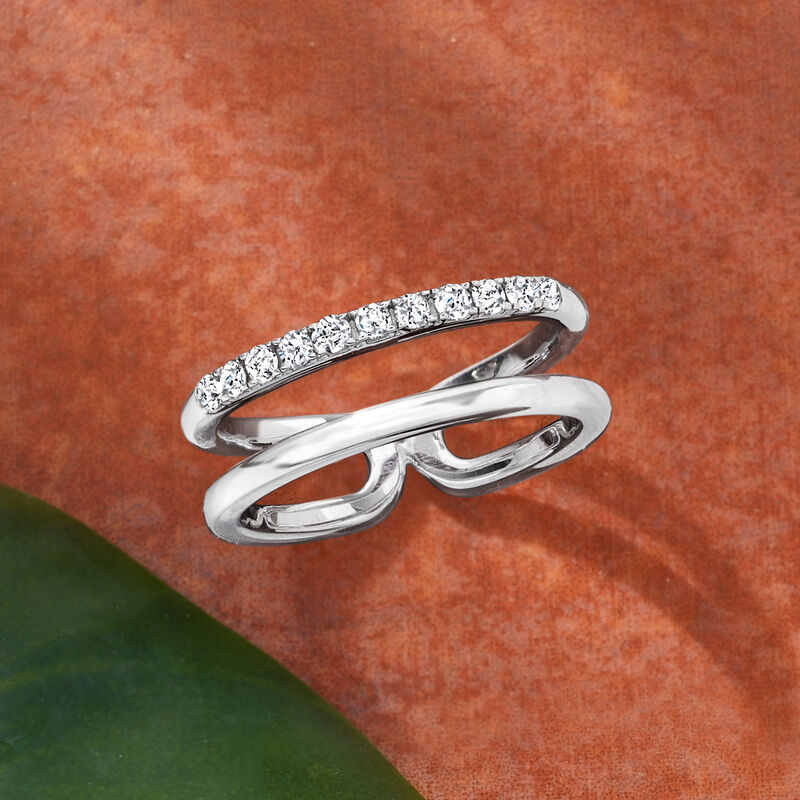 .25 ct. t.w. Diamond Open-Space Double-Band Ring in Sterling Silver image number 2