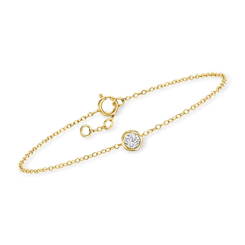 .20 Carat Lab-Grown Diamond Solitaire Bracelet in 14kt Yellow Gold. 6.5&quot; image number 0