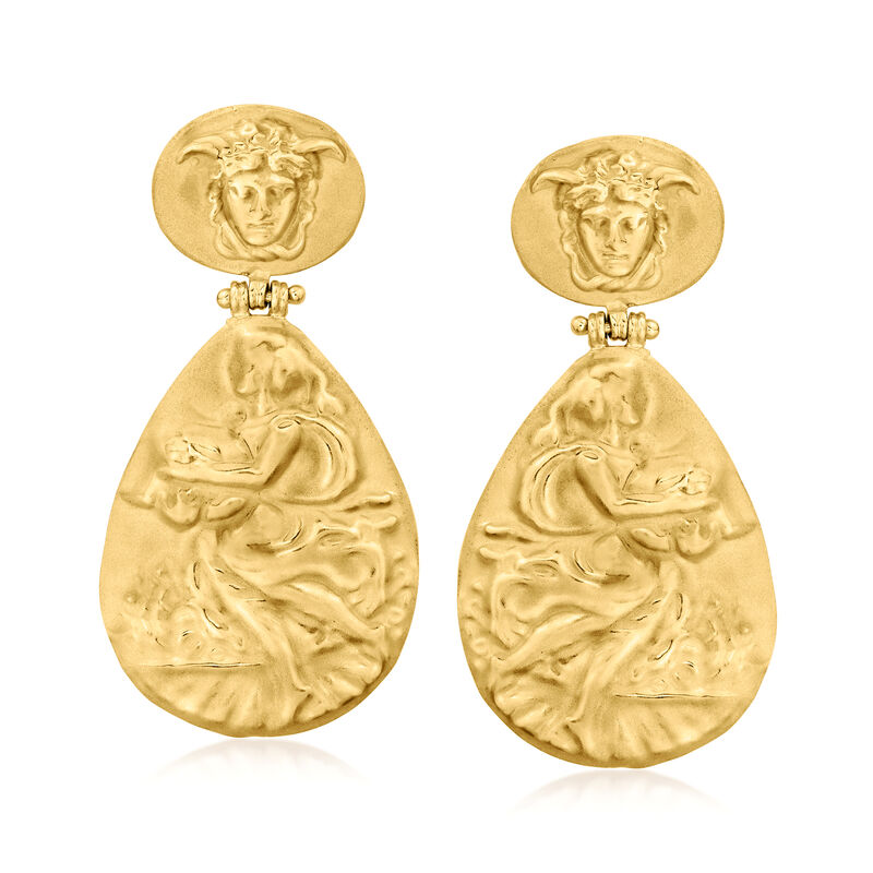 Italian Tagliamonte Medusa and Dancing Muse Drop Earrings in 18kt Gold Over Sterling image number 0
