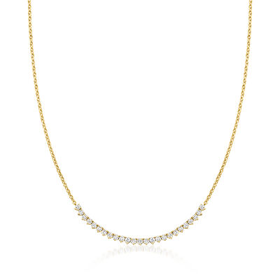 1.00 ct. t.w. Lab-Grown Diamond Tennis-Style Necklace in 18kt Gold Over Sterling