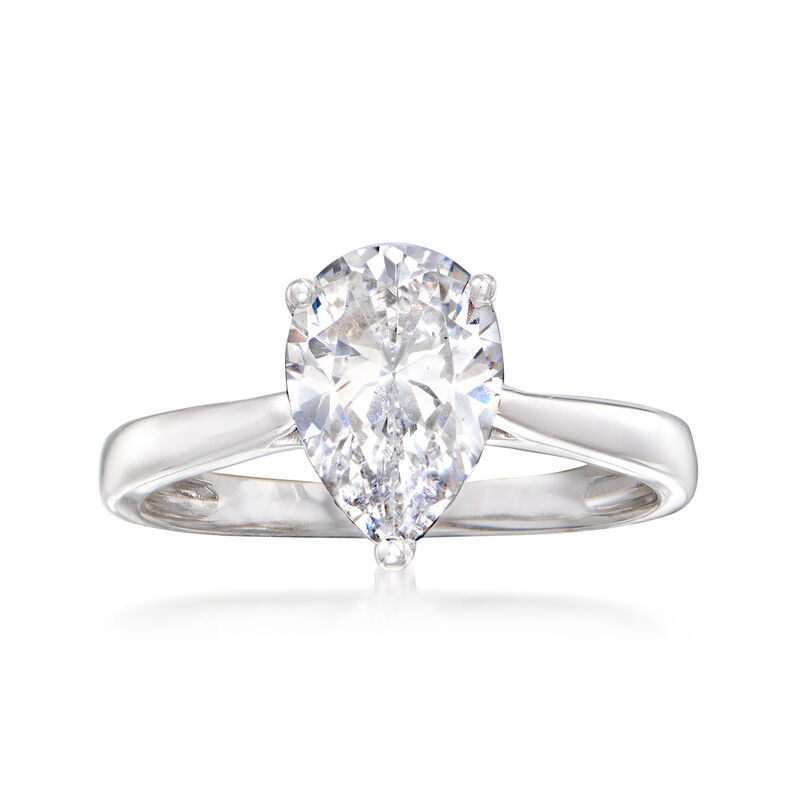2.00 Carat Pear-Shaped CZ Solitaire Ring in Sterling Silver image number 0