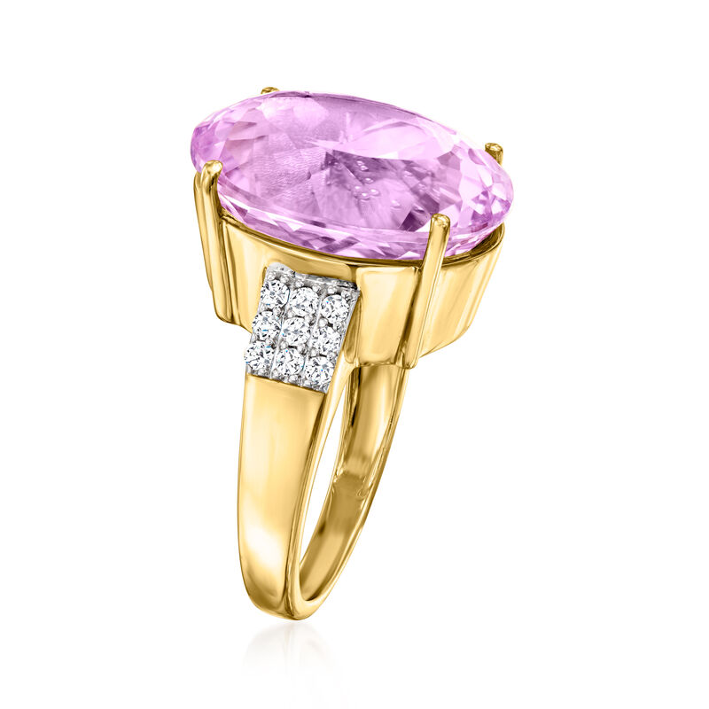 15.00 Carat Kunzite Ring with .27 ct. t.w. Diamonds in 14kt Yellow Gold image number 2