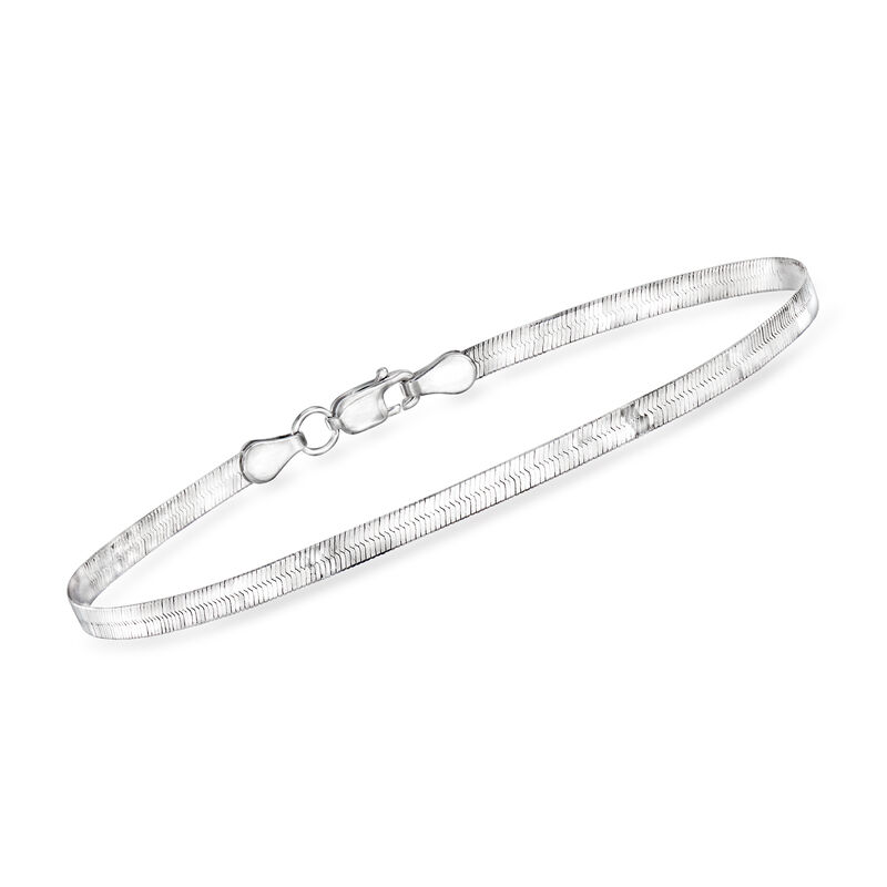 2.8mm 14kt White Gold Herringbone Bracelet. 7&quot; image number 0