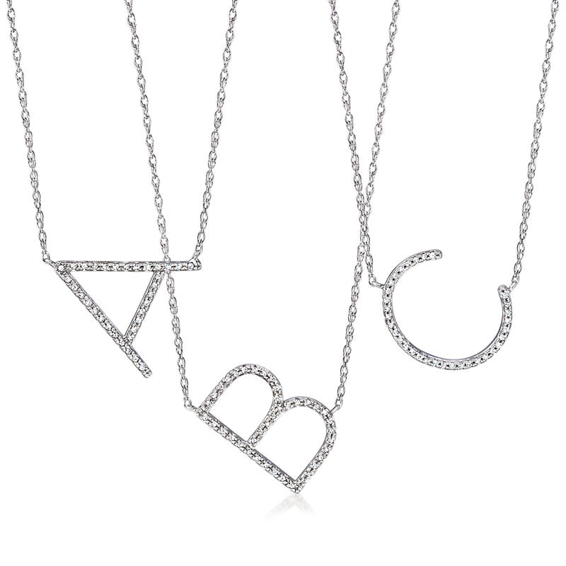 .10 ct. t.w. Diamond Tilted-Initial Necklace in Sterling Silver image number 0