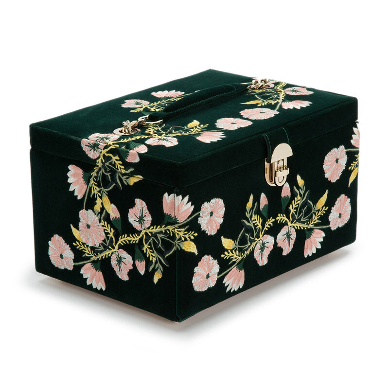 WOLF &quot;Zoe&quot; Forest Green Velvet Medium Jewelry Box image number 1