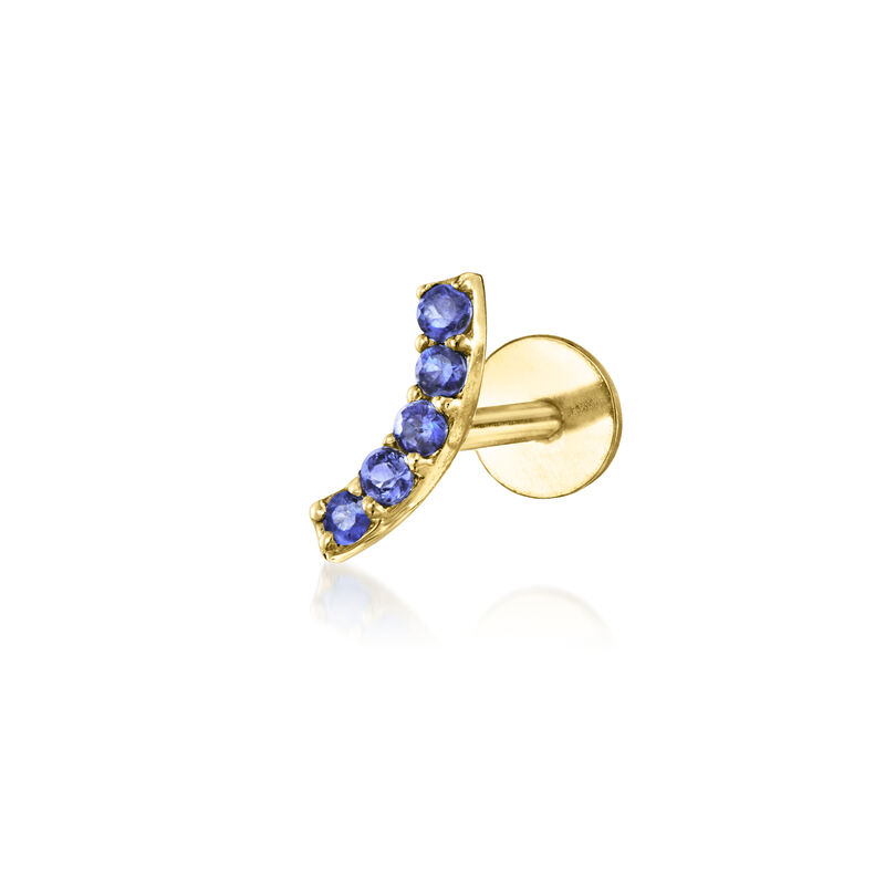 Sapphire Curved Single Flat-Back Stud Earring in 14kt Yellow Gold image number 0