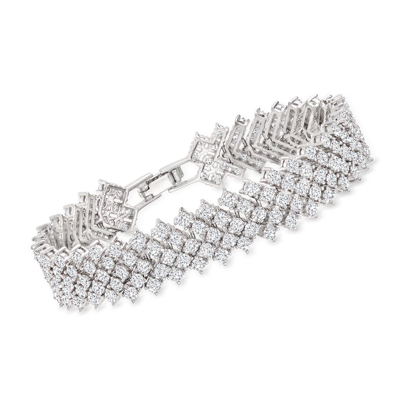 10.00 ct. t.w. Multi-Row CZ Tennis Bracelet in Sterling Silver. 7&quot; image number 0