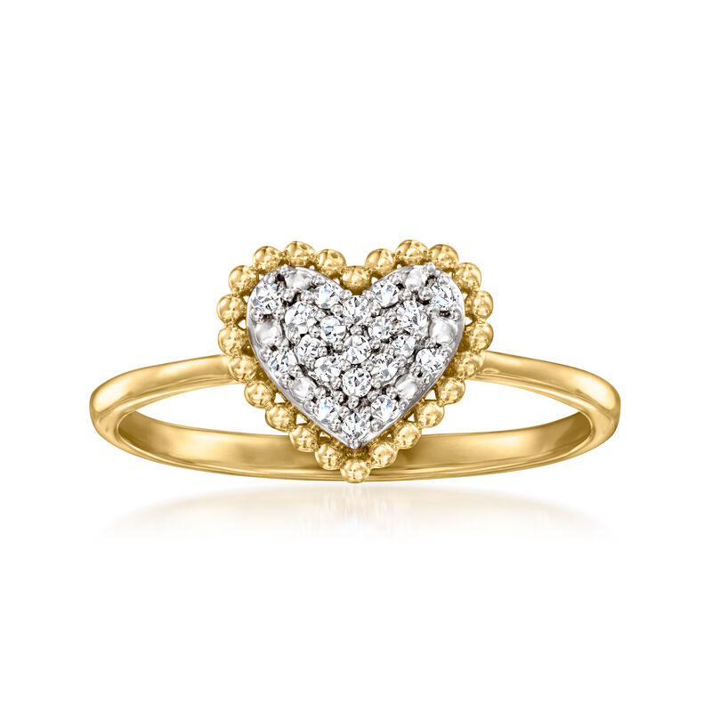 .10 ct. t.w. Pave Diamond Heart Ring in 18kt Gold Over Sterling image number 0