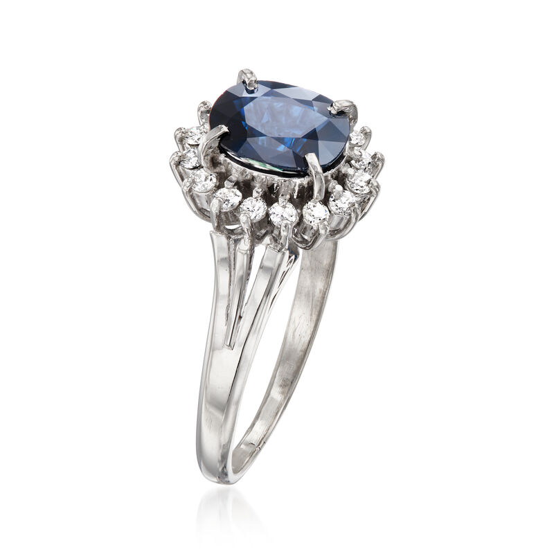 C. 2000 Vintage 1.76 Carat Sapphire and .26 ct. t.w. Diamond Ring in Platinum. Size 7 image number 2