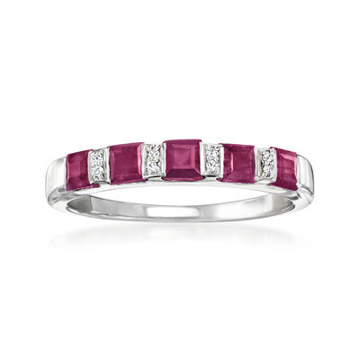 1.50 ct. t.w. Ruby Ring with Diamonds in Sterling Silver