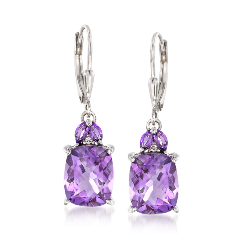 6.95 ct. t.w. Amethyst Drop Earrings in Sterling Silver image number 0