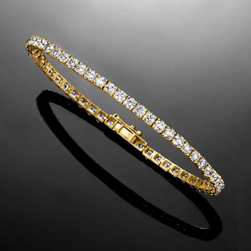 7.00 ct. t.w. Lab-Grown Diamond Tennis Bracelet in 14kt Yellow Gold image number 3