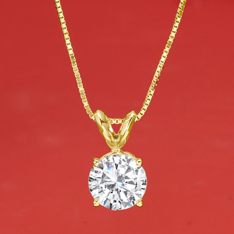 1.20 Carat Diamond Solitaire Necklace in 14kt Yellow Gold image number 2