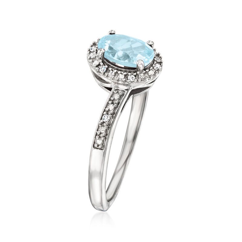 1.00 Carat Sky Blue Topaz Ring with Diamonds in Sterling Silver image number 2