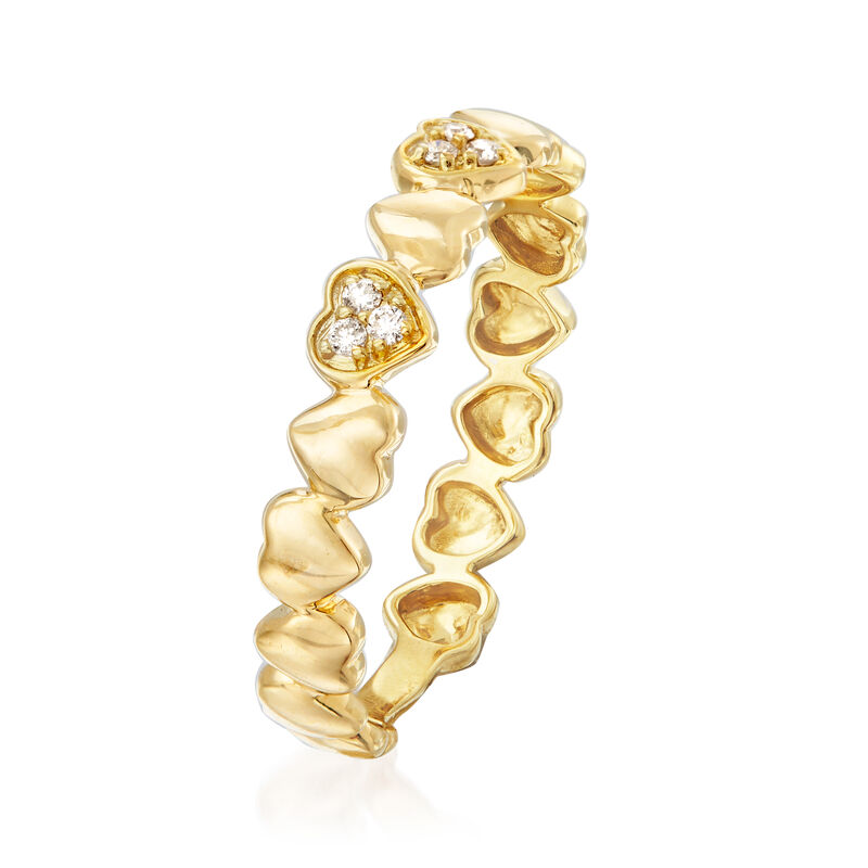 14kt Yellow Gold Heart Ring with Diamond Accents image number 2