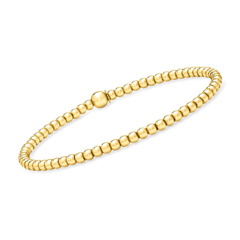 Italian 3mm 18kt Gold Vermeil Bead Stretch Bracelet image number 0