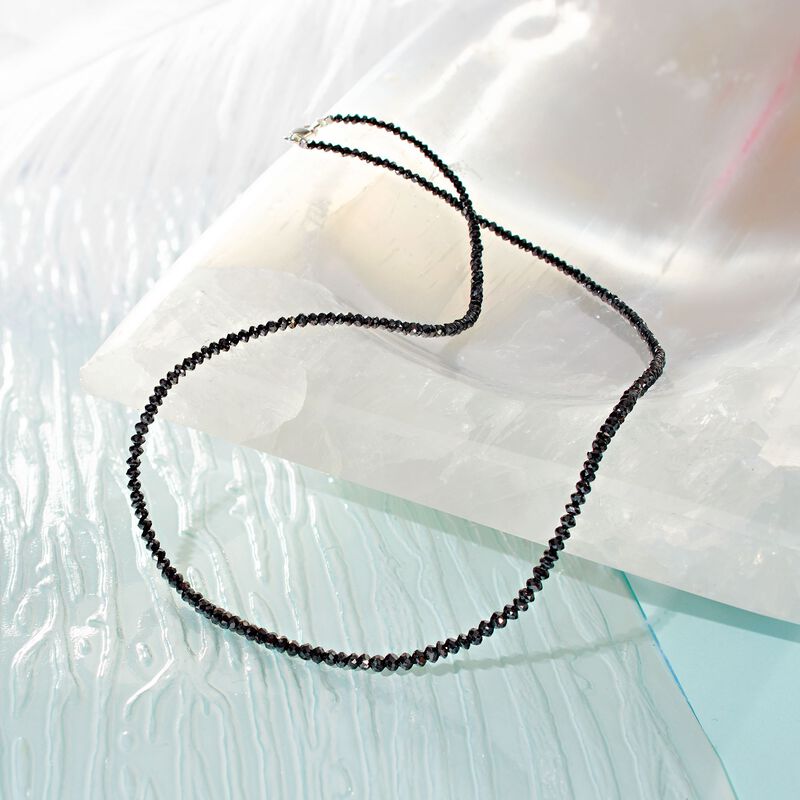 28.00 ct. t.w. Black Diamond Bead Necklace with 14kt White Gold. 18"