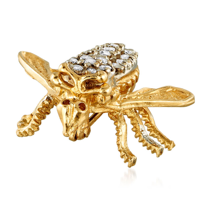 C. 1970 Vintage .25 ct. t.w. Diamond Bee Pin in 14kt Yellow Gold image number 2