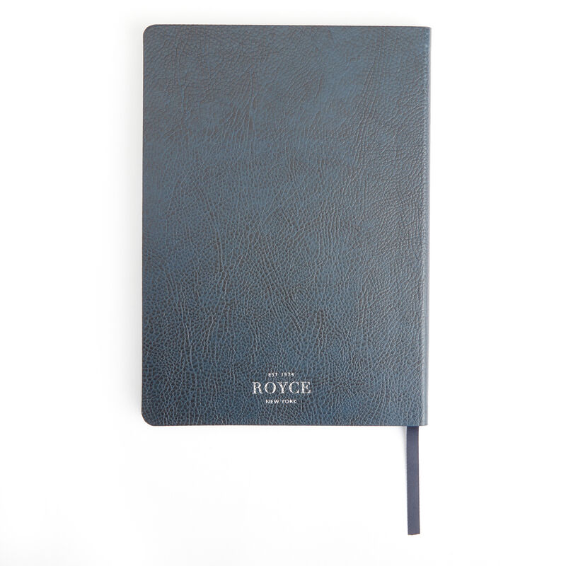 Royce Navy Leather Three-Initial Slim Journal image number 2