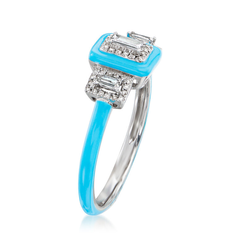 .25 ct. t.w. Diamond Ring with Turquoise Enamel in 18kt White Gold image number 2