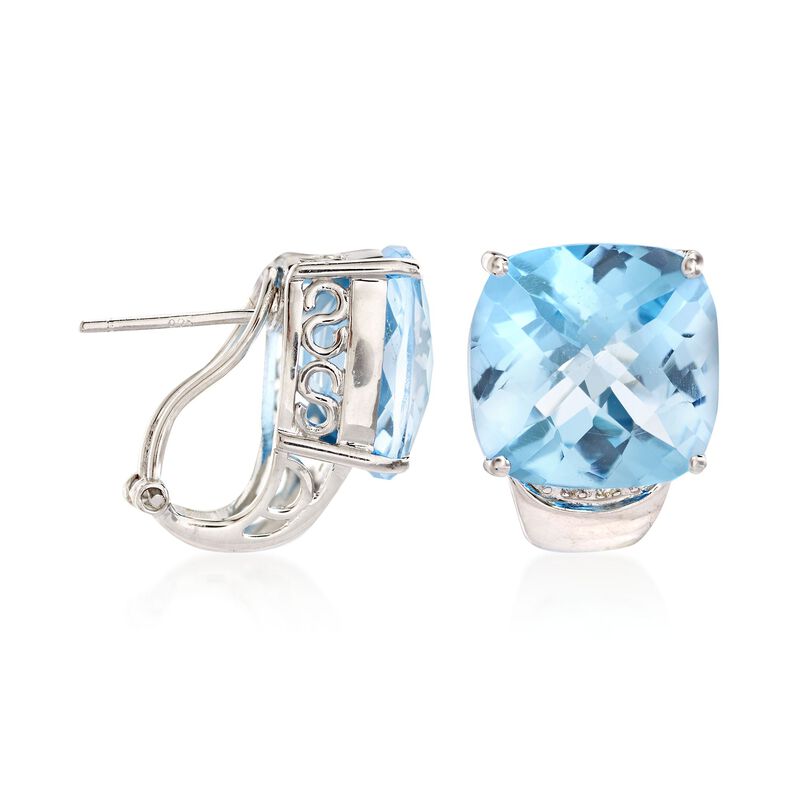 27.00 ct. t.w. Blue Topaz Earrings with Diamond Accents in Sterling Silver  image number 2