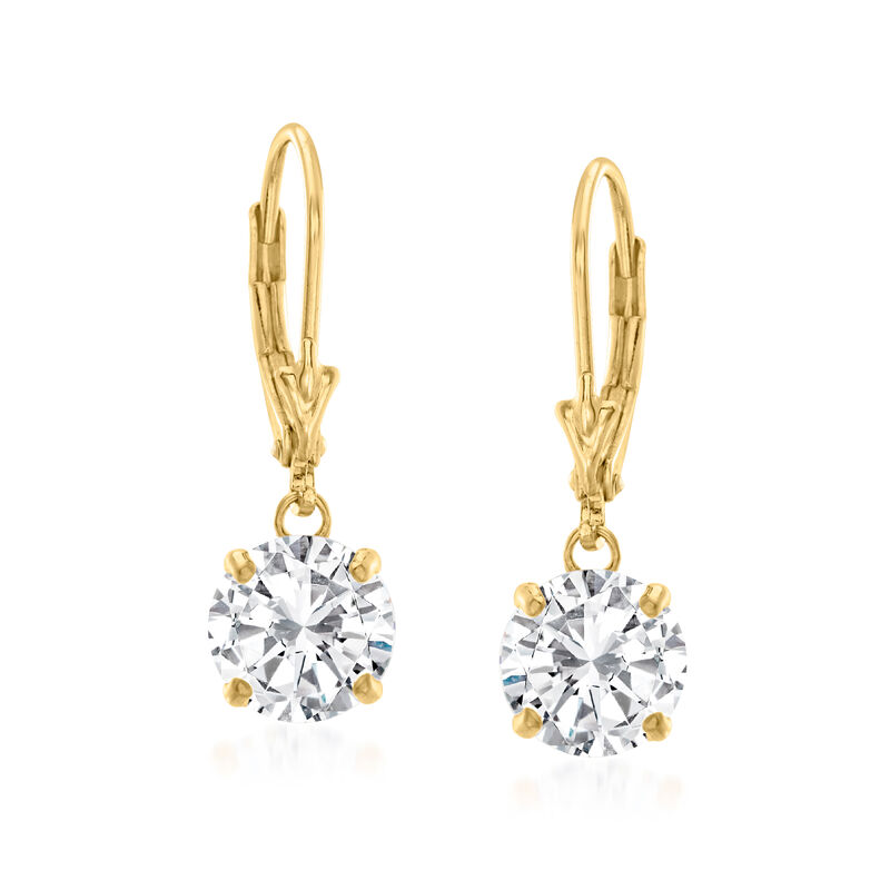 4.00 ct. t.w. CZ Drop Earrings in 18kt Gold Over Sterling image number 0