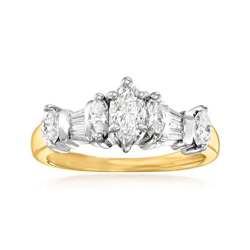 C. 1980 Vintage 1.25 ct. t.w. Diamond Ring in 18kt Yellow Gold and Palladium image number 0