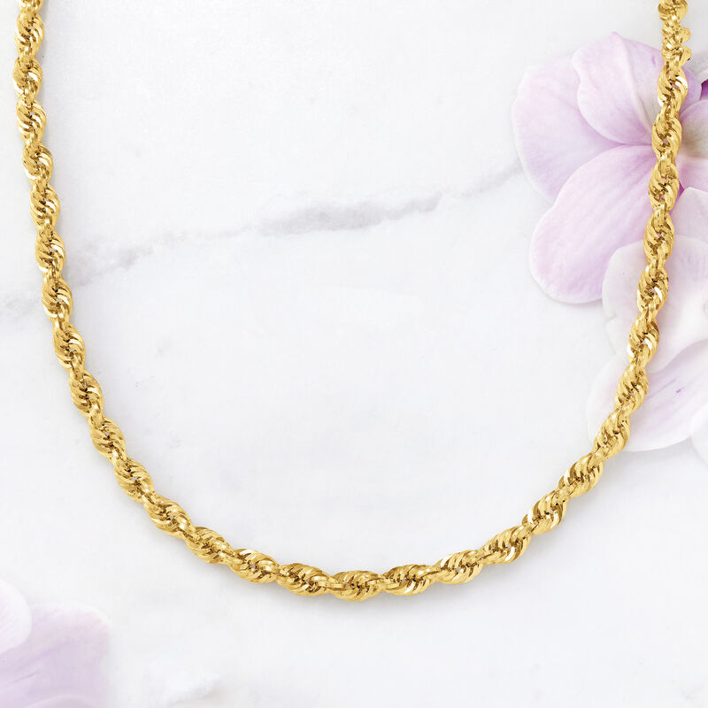 5.5mm 14kt Yellow Gold Rope-Chain Necklace image number 3