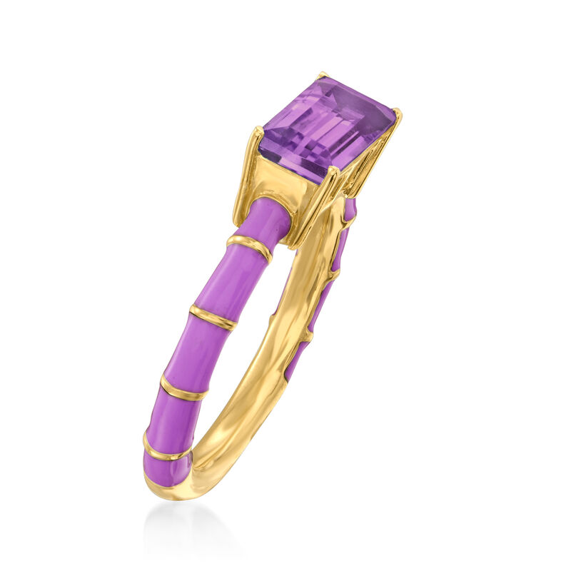 1.60 Carat Amethyst Ring with Purple Enamel in 18kt Gold Over Sterling image number 2