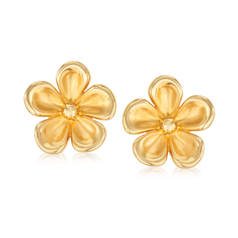 14kt Yellow Gold Concave Flower Stud Earrings image number 0